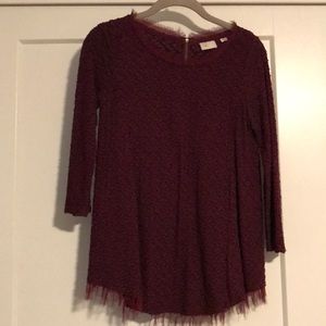 Small maroon 9-H15 shirt from Anthropologie.
